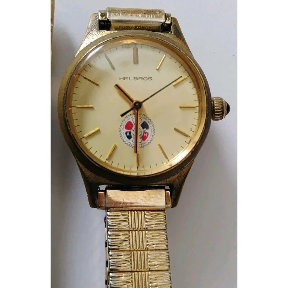 Vintage Helbros IAMAW Machinists Aerospace Union Women's Gold Tone Watch
